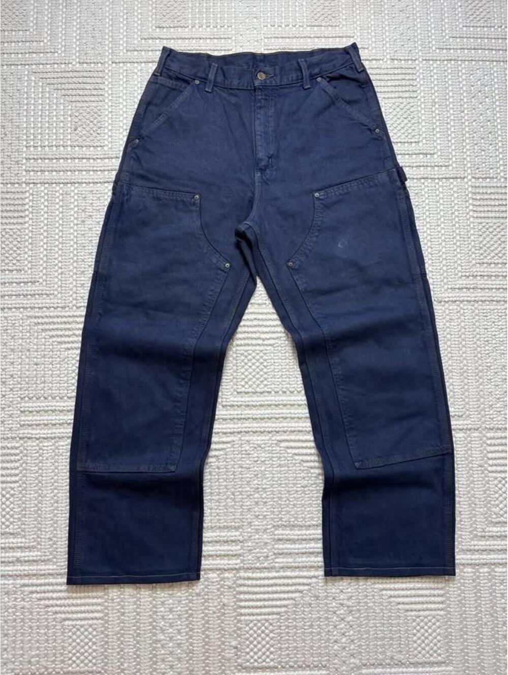 90's carhartt Raw Blue Denim double knee carpenter Jeans